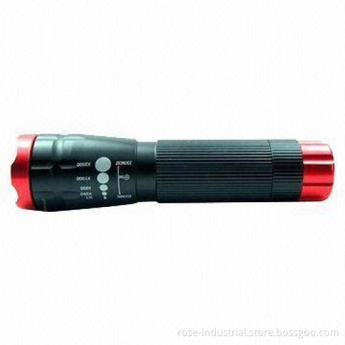 LED Flashlight with 350lm Output, Made of Aircraft Aluminum, Zoom In/Out Function